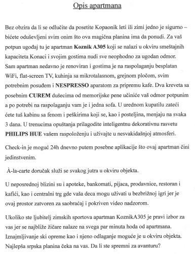 Apartamentos Konaci Suncani Vrhovi - Koznik A305