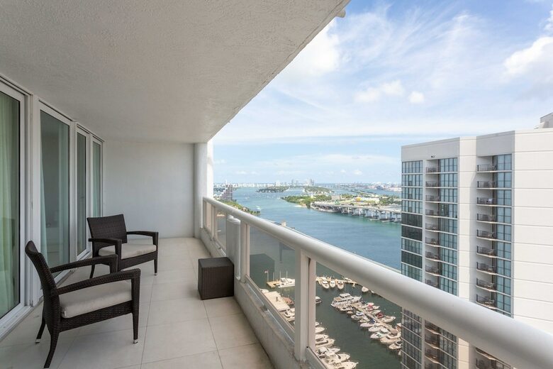 Bay Overlooking Condo With Balcony