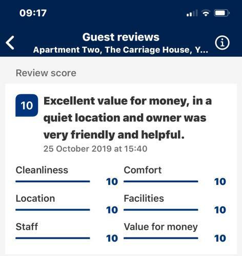 Apartment Two, The Carriage House, York