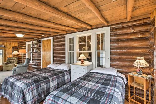 Lakefront 1930s Log Cabin With Dock And Fire Pit