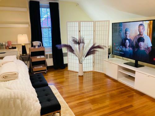 Luxurious Master Bedroom W/ 4k 65? Tv, Netflix, Desk For Work & Makeup