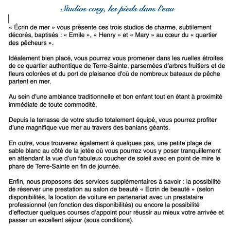 Apartamento �crin De Mer Studios De Charme 3 �toiles