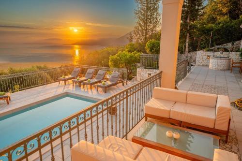 Luxury Villa Above Emblisi Beach , With Heated Pool !