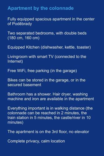 Apartm�n U Kolon�dy, Pod?brady