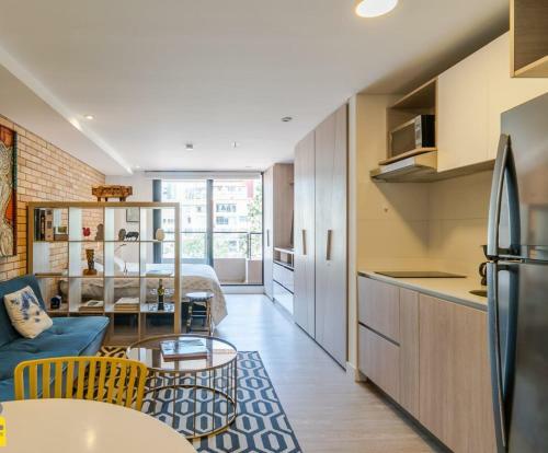 Iluminado Y Moderno Apartaestudio Boho Chic/balc�n