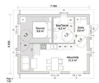 Floda, Minihus P� 62m2 F�r Plats F�r 4 Vuxna Och 2 Barn